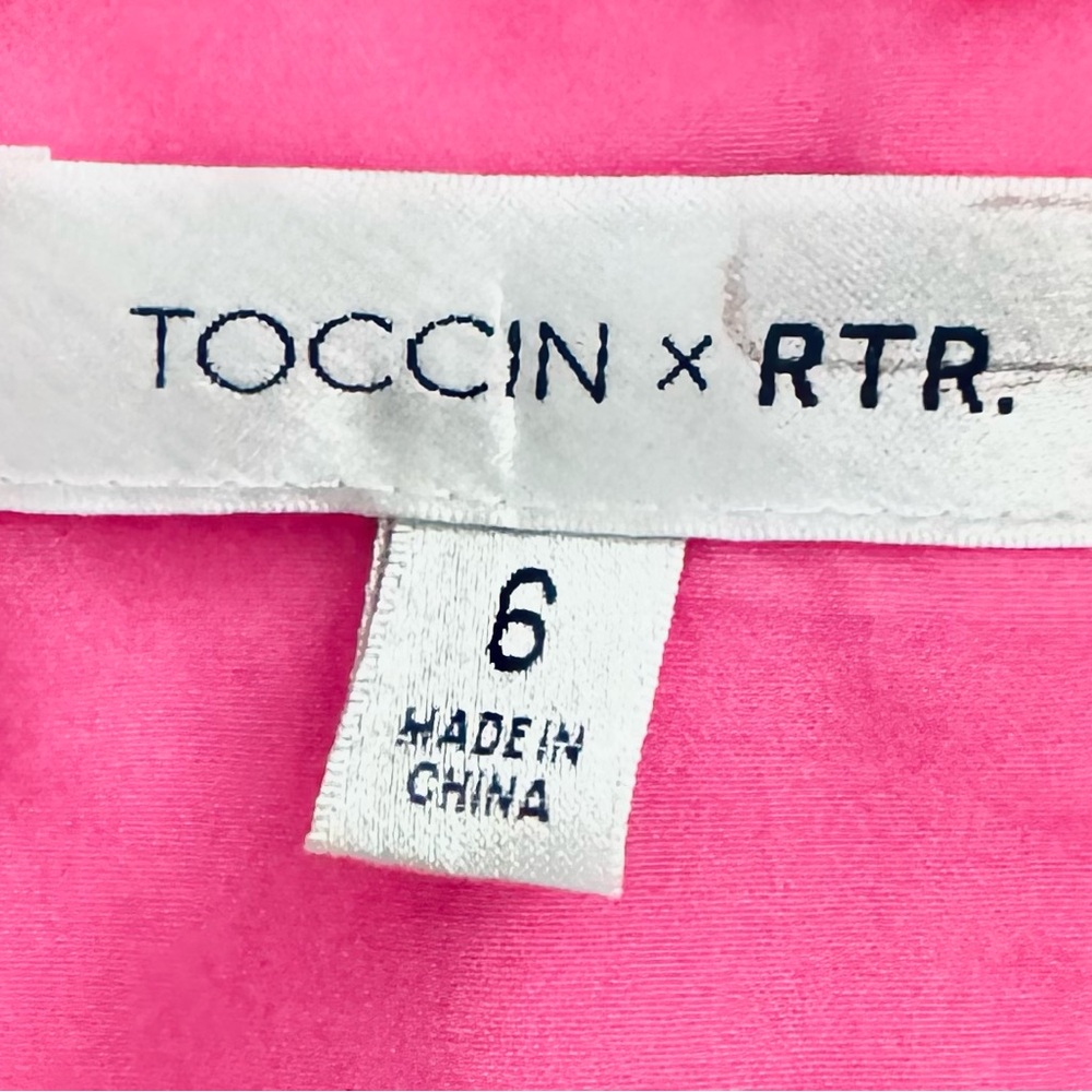 TOCCIN Off the Shoulder, Bow Sleeve Mini Dress in Pink, Size 6 - Picture 10 of 12